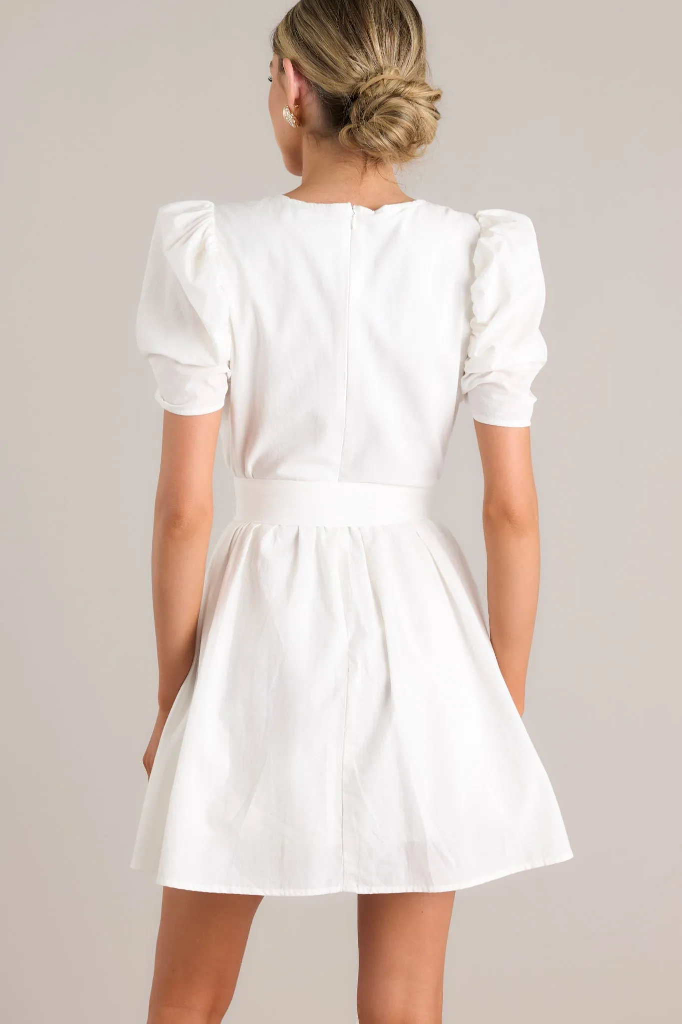 After All White Belted Cotton Mini Dress