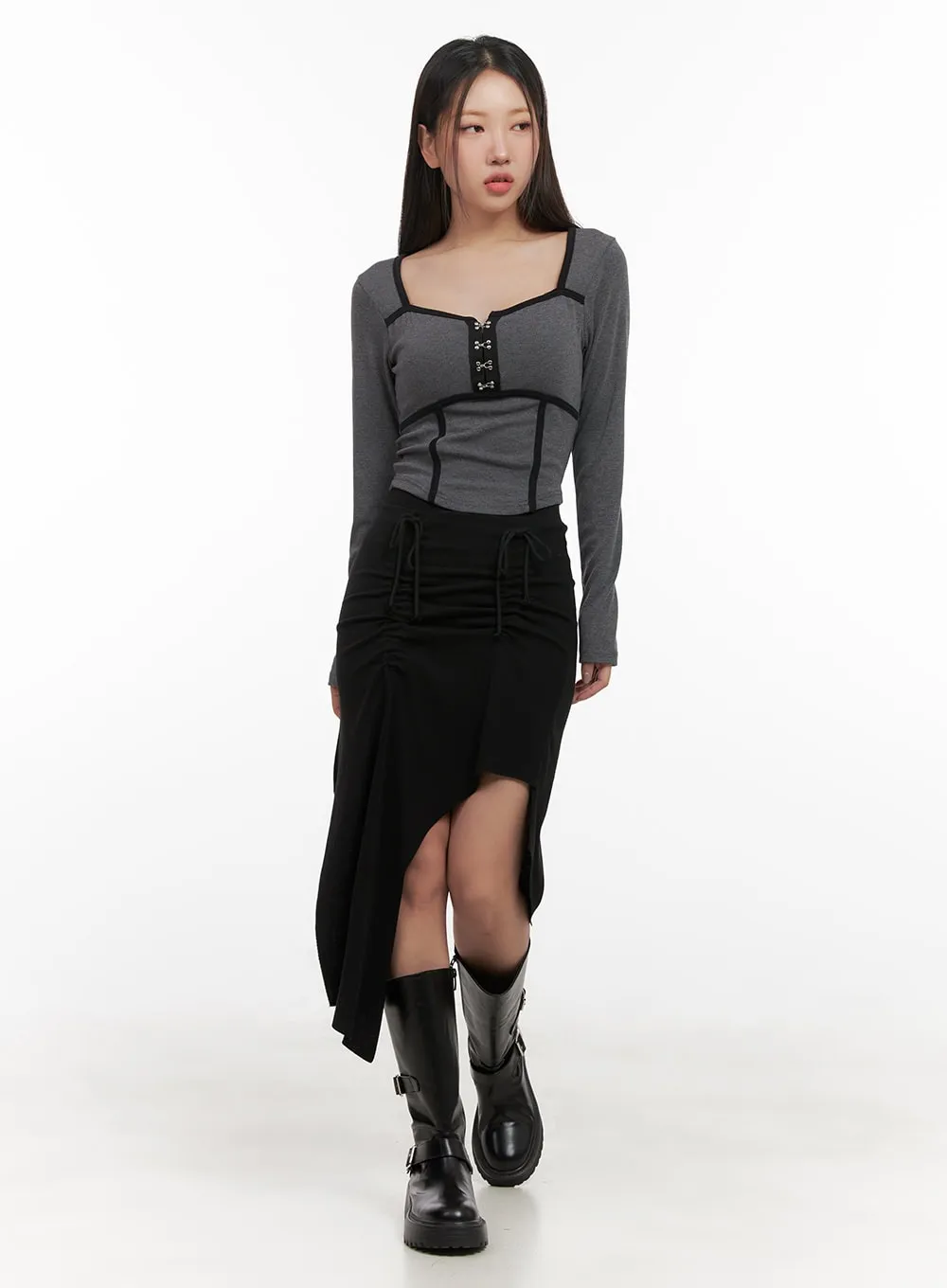 Asymmetric Slim-Fit Midi Skirt CD411