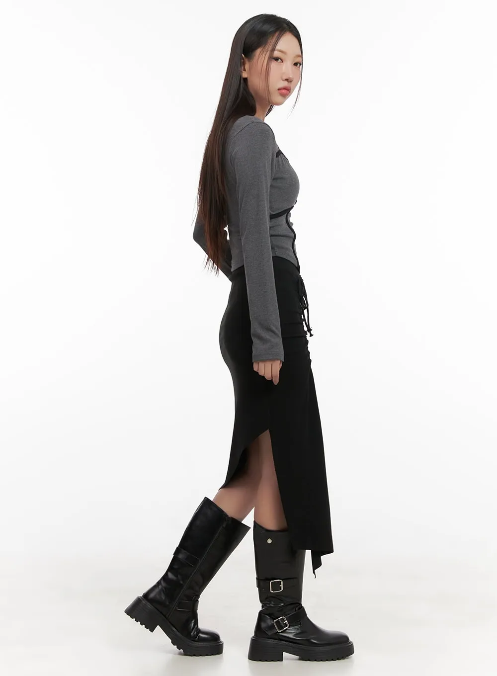 Asymmetric Slim-Fit Midi Skirt CD411