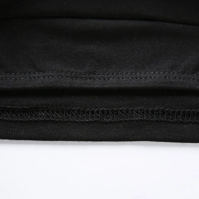 Black Adjustable Spaghetti Strap One Shoulder Hollow Sexy Cropped Sleeveless