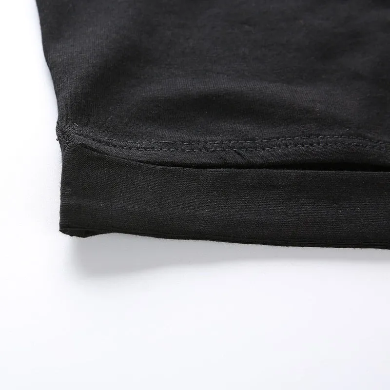 Black Adjustable Spaghetti Strap One Shoulder Hollow Sexy Cropped Sleeveless