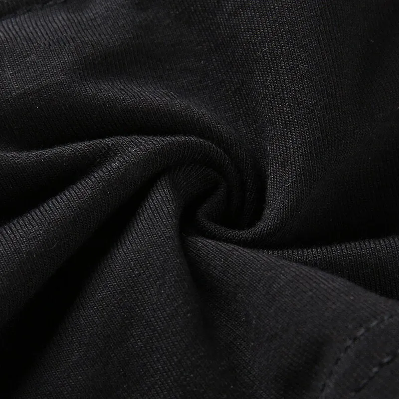 Black Adjustable Spaghetti Strap One Shoulder Hollow Sexy Cropped Sleeveless