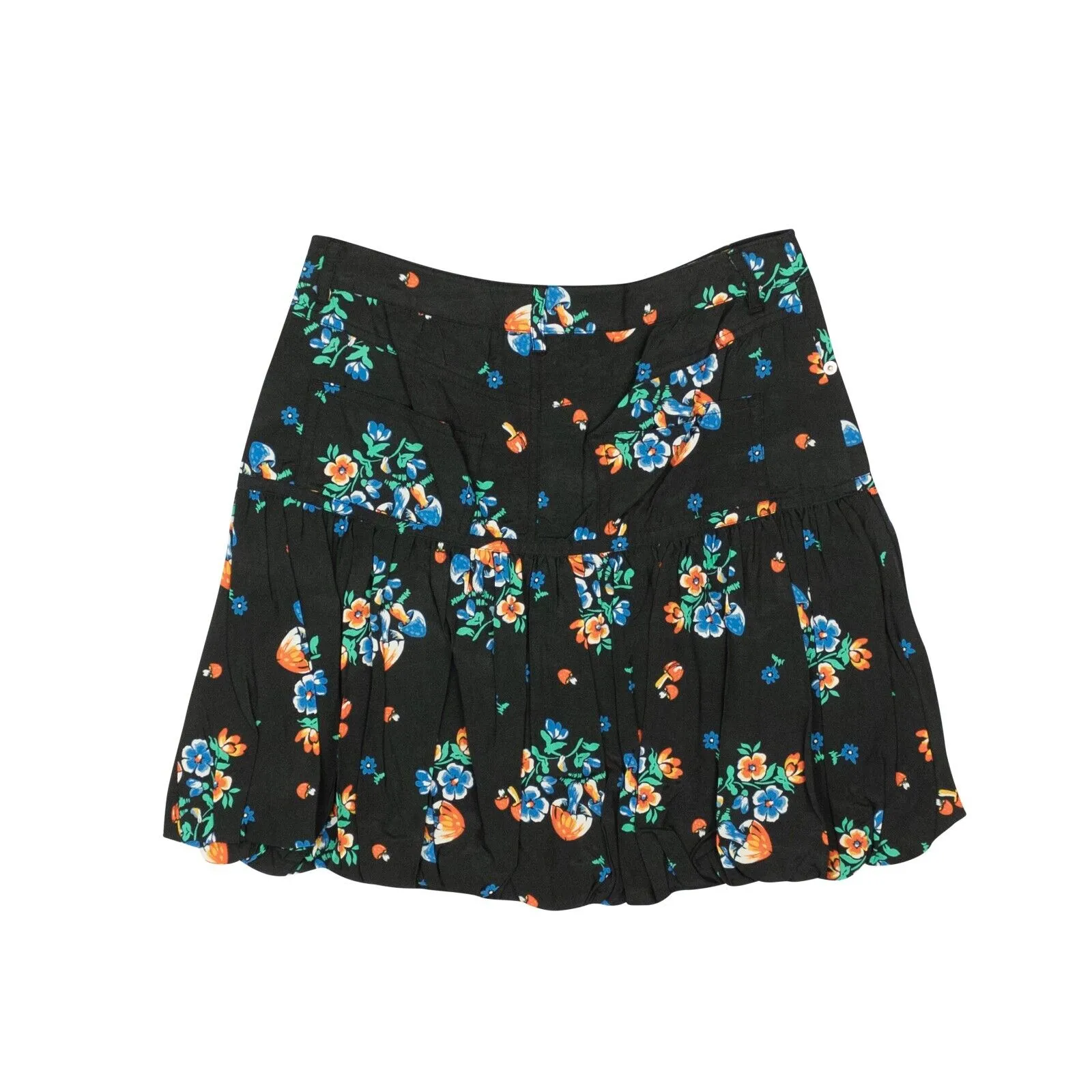 Black And Multicolored Mini Bubble Skirt