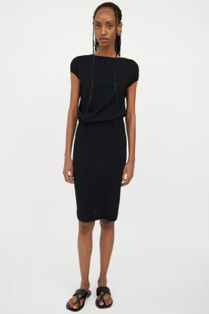 Black Wool Short Sleeve Dress