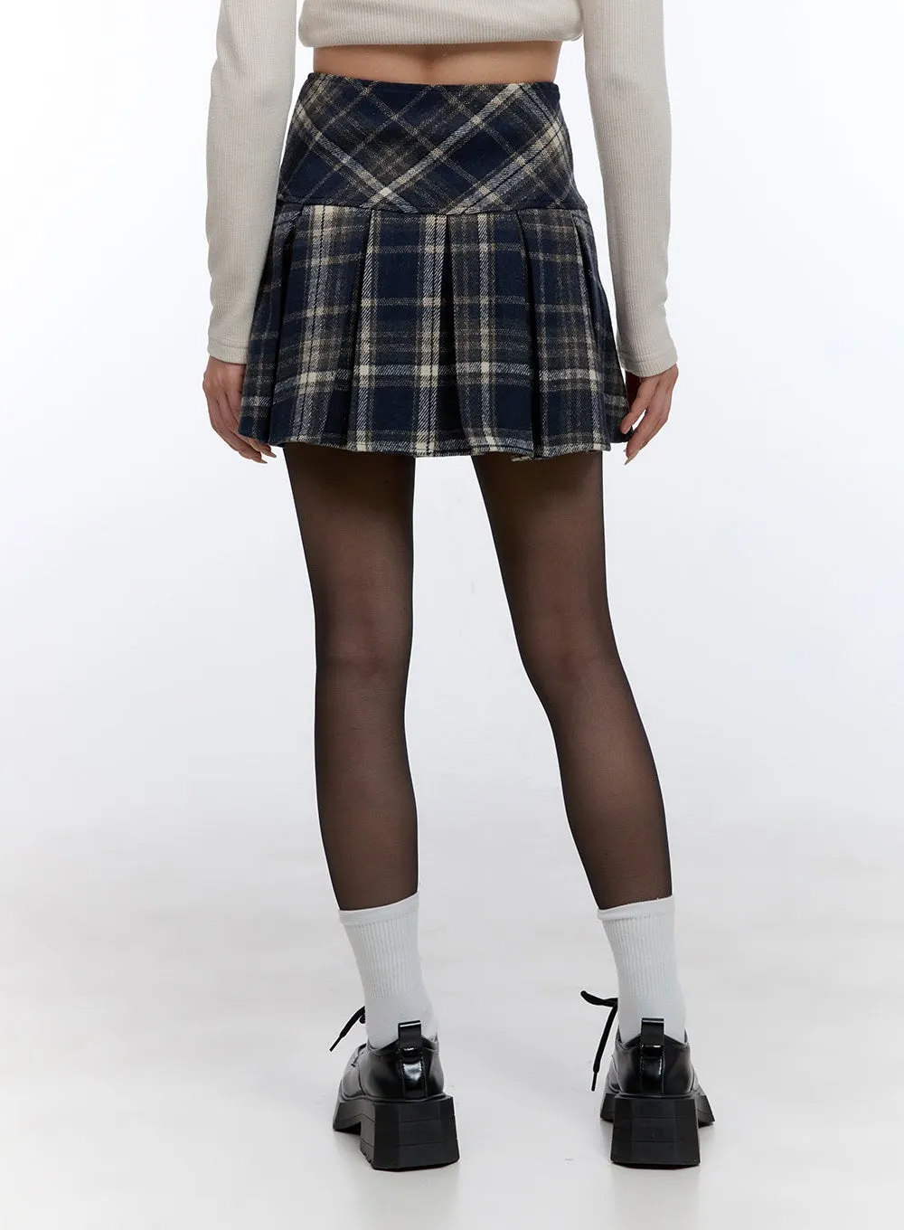 Checkered Pleated Mini Skirt CD419
