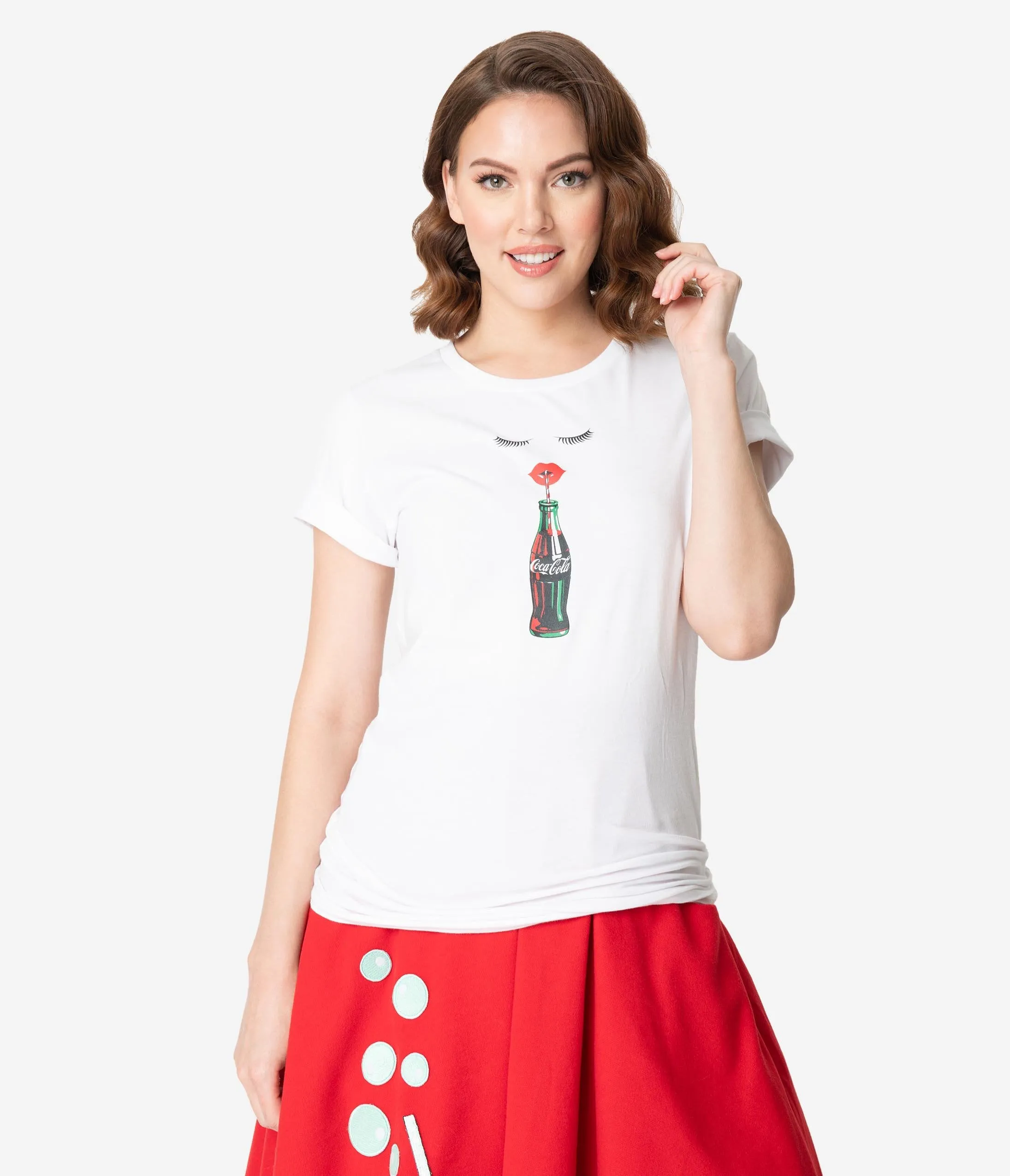 Coca-Cola Collection by Unique Vintage Red Lips & Cola Sips Unisex Tee