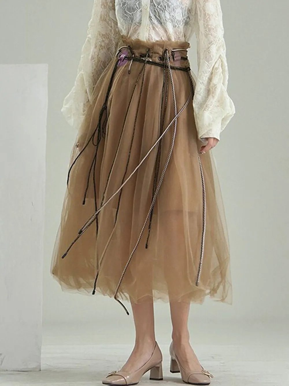Drawstring Tulle Skirt