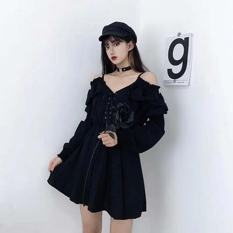 Gothic Off Shoulder Sexy Long Sleeve Dress