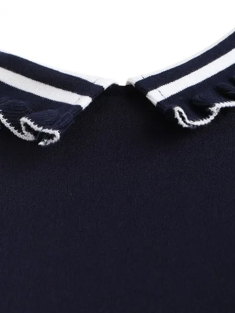 Graceful Plus Size Stripe Trim Trapezoid Dress