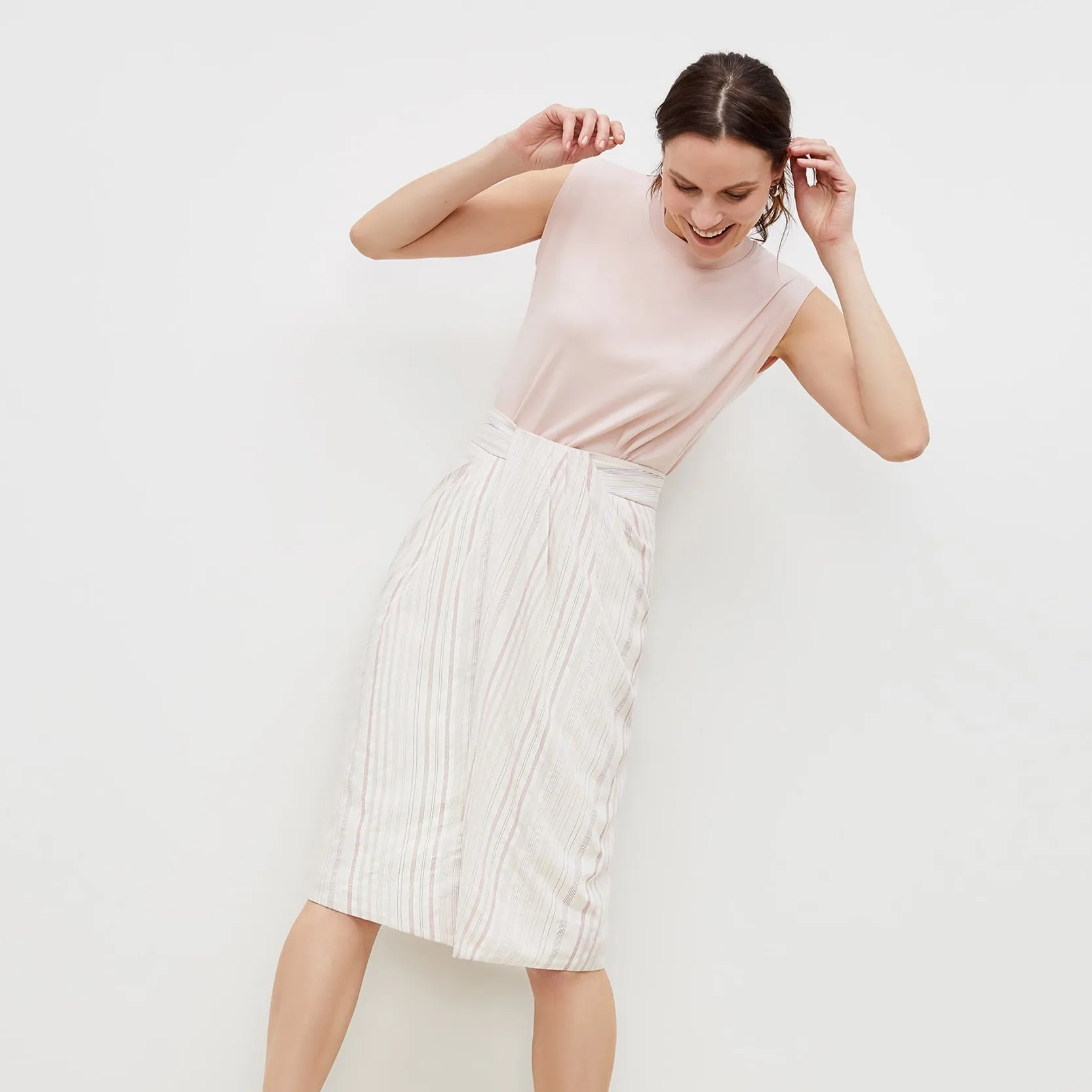 Lenox Skirt - Twill Stripe :: Ivory / Red