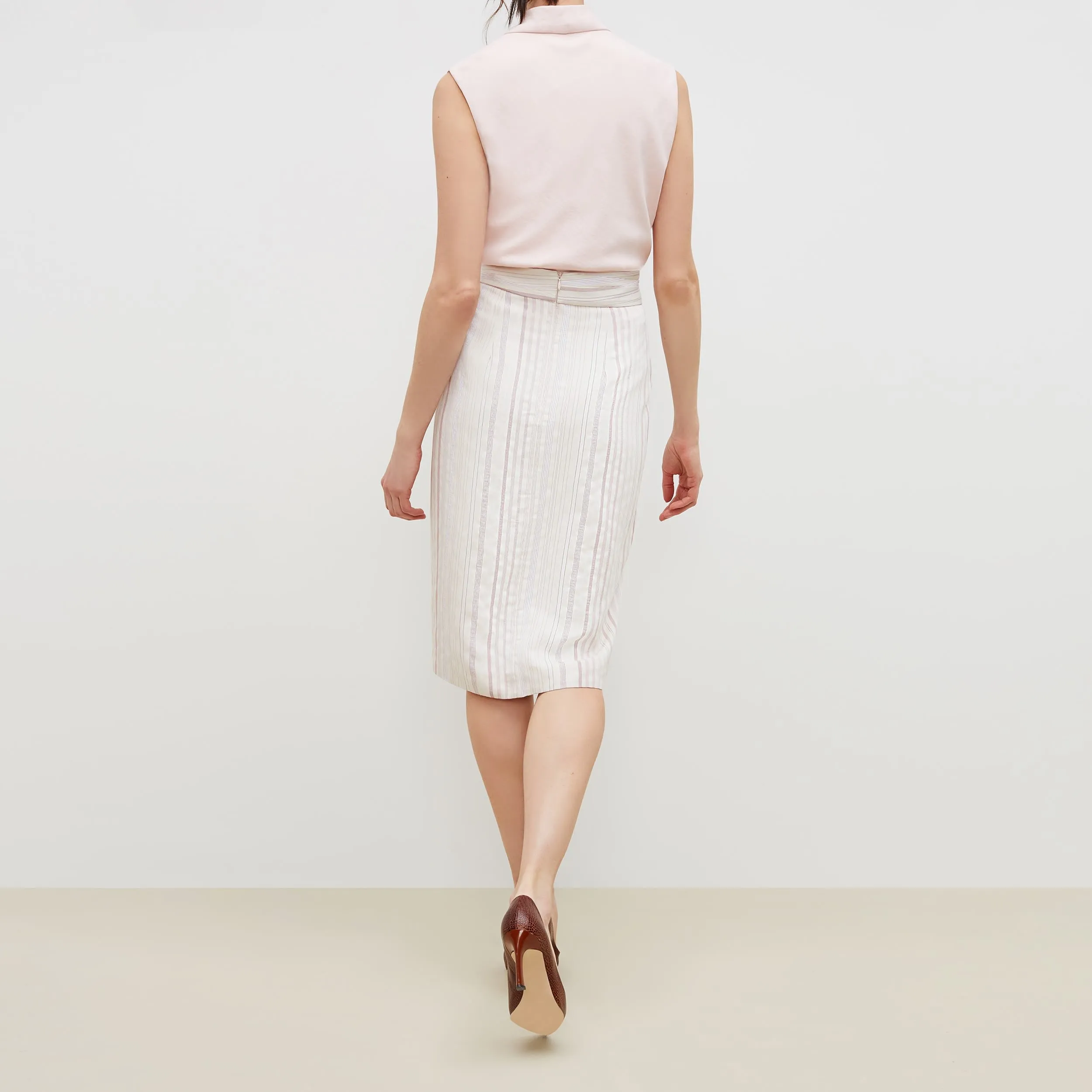 Lenox Skirt - Twill Stripe :: Ivory / Red