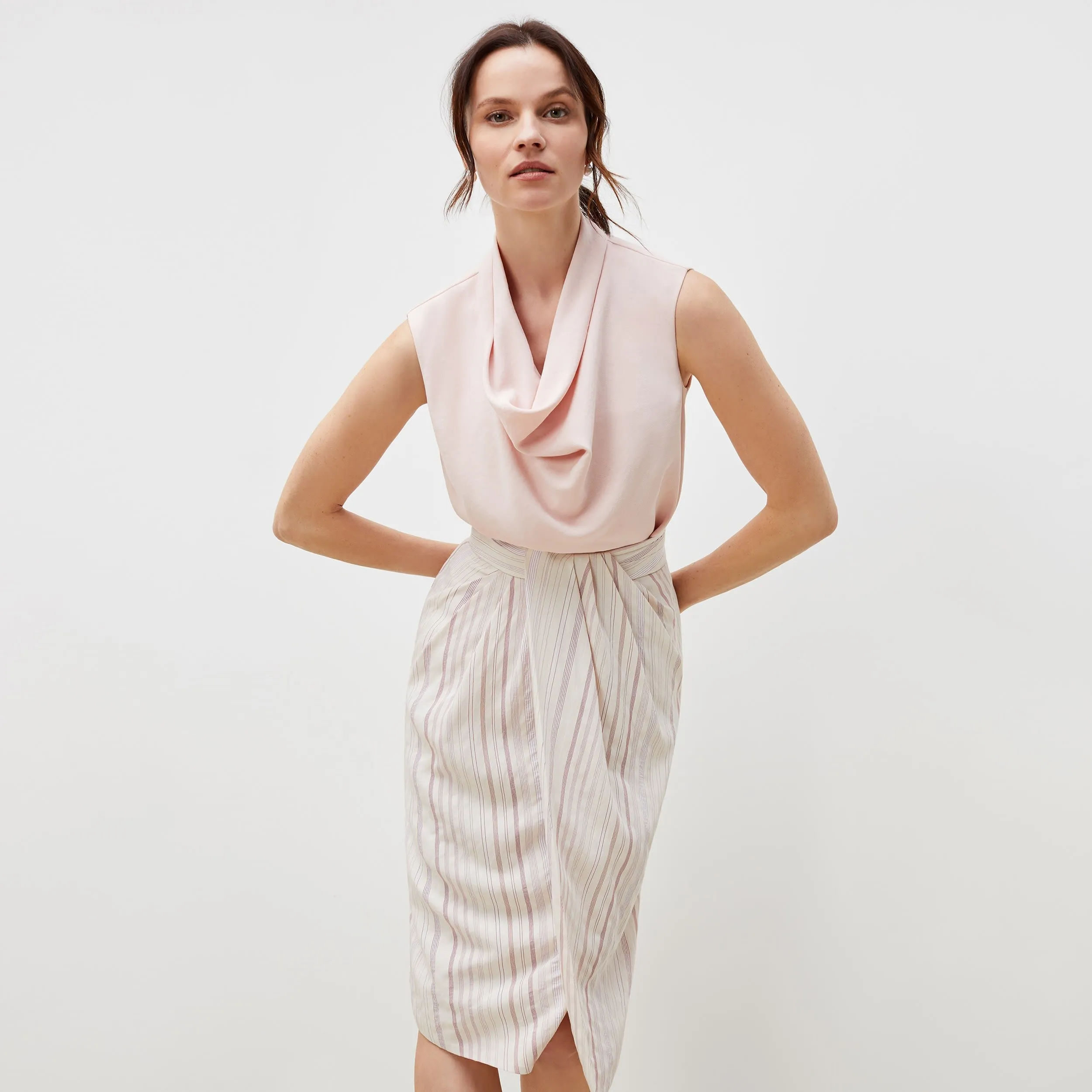 Lenox Skirt - Twill Stripe :: Ivory / Red