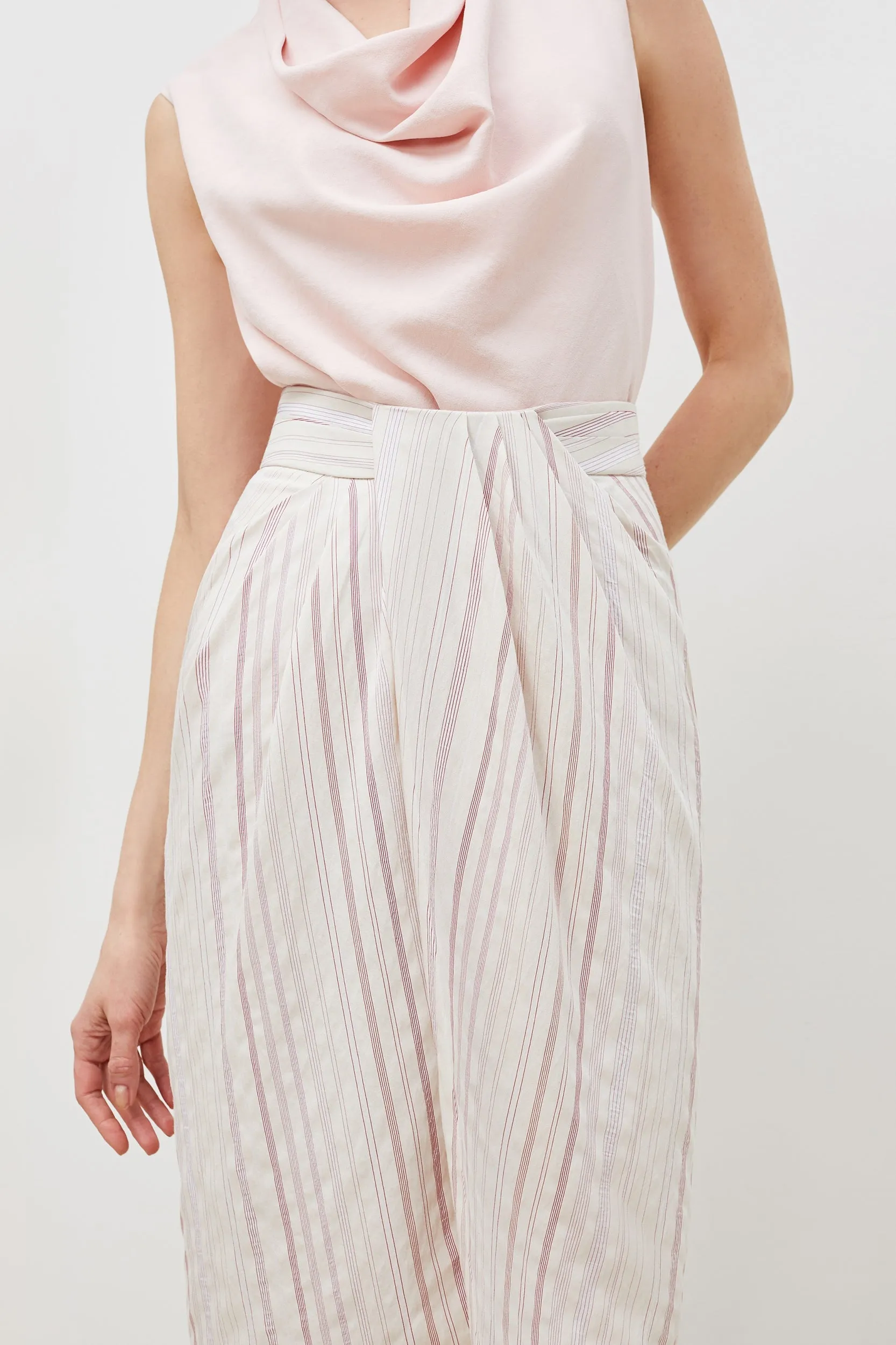 Lenox Skirt - Twill Stripe :: Ivory / Red