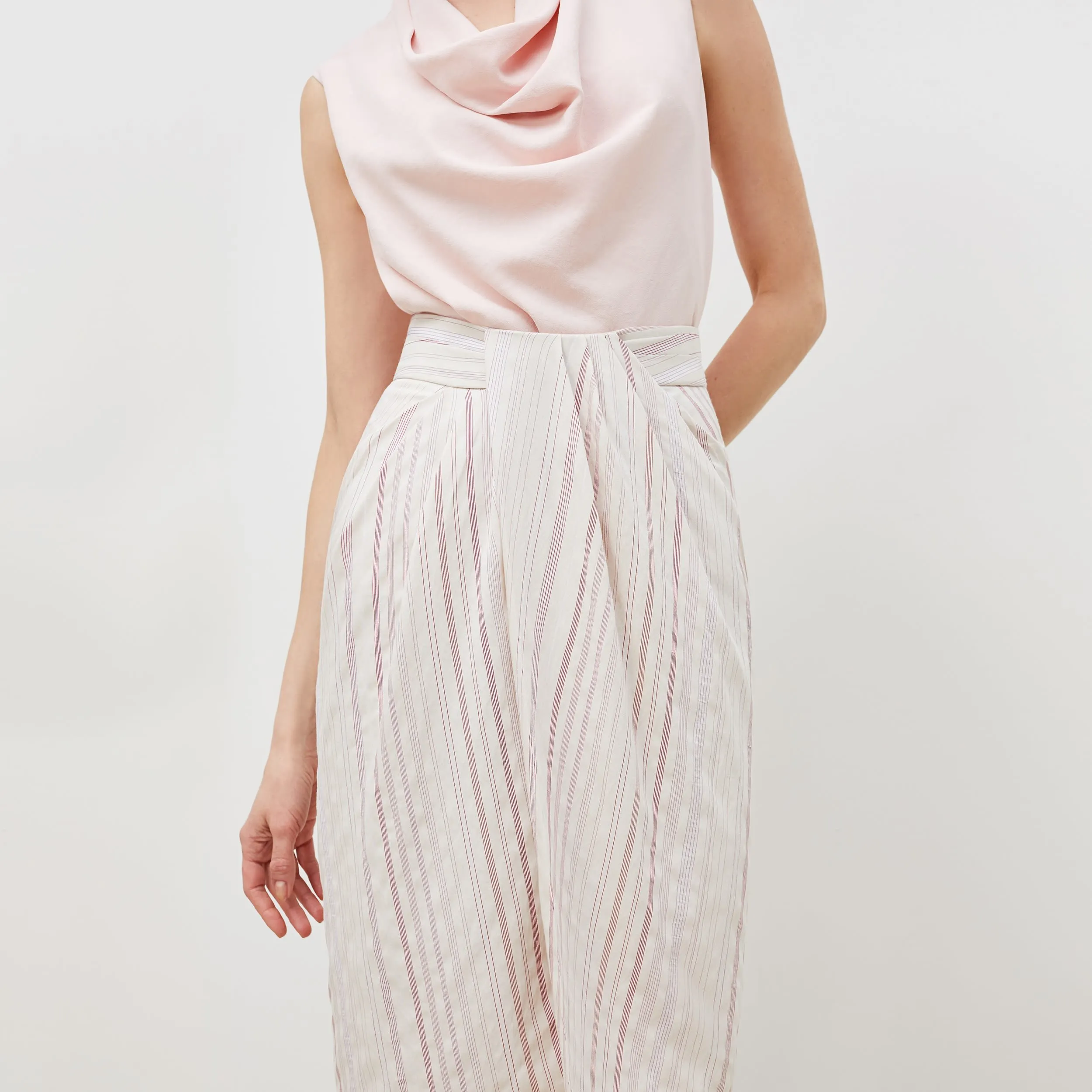 Lenox Skirt - Twill Stripe :: Ivory / Red