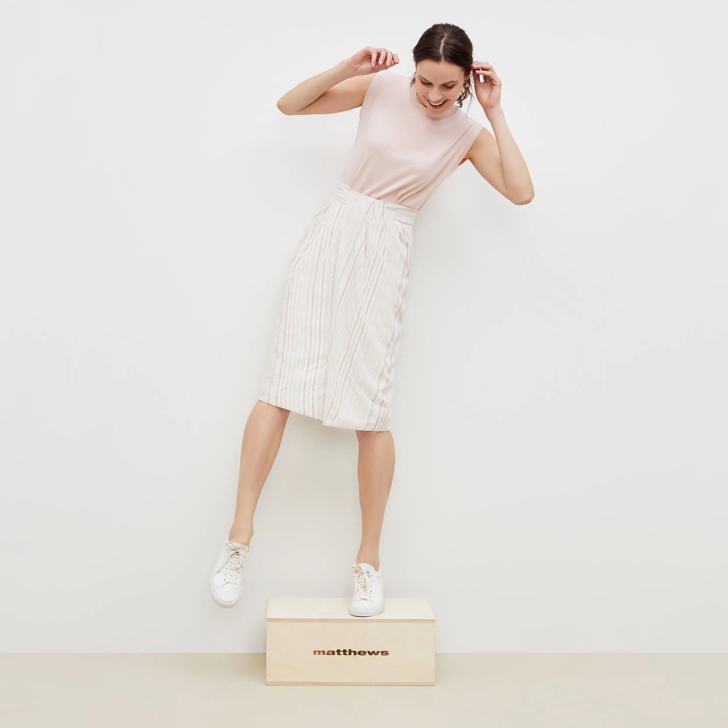 Lenox Skirt - Twill Stripe :: Ivory / Red