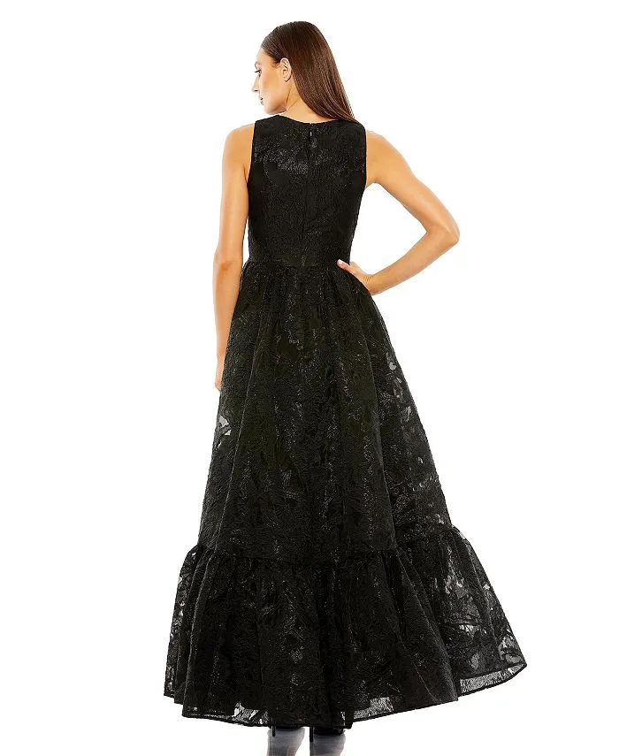 Mac Duggal Women's Sleeveless High Low Brocade Dress Black