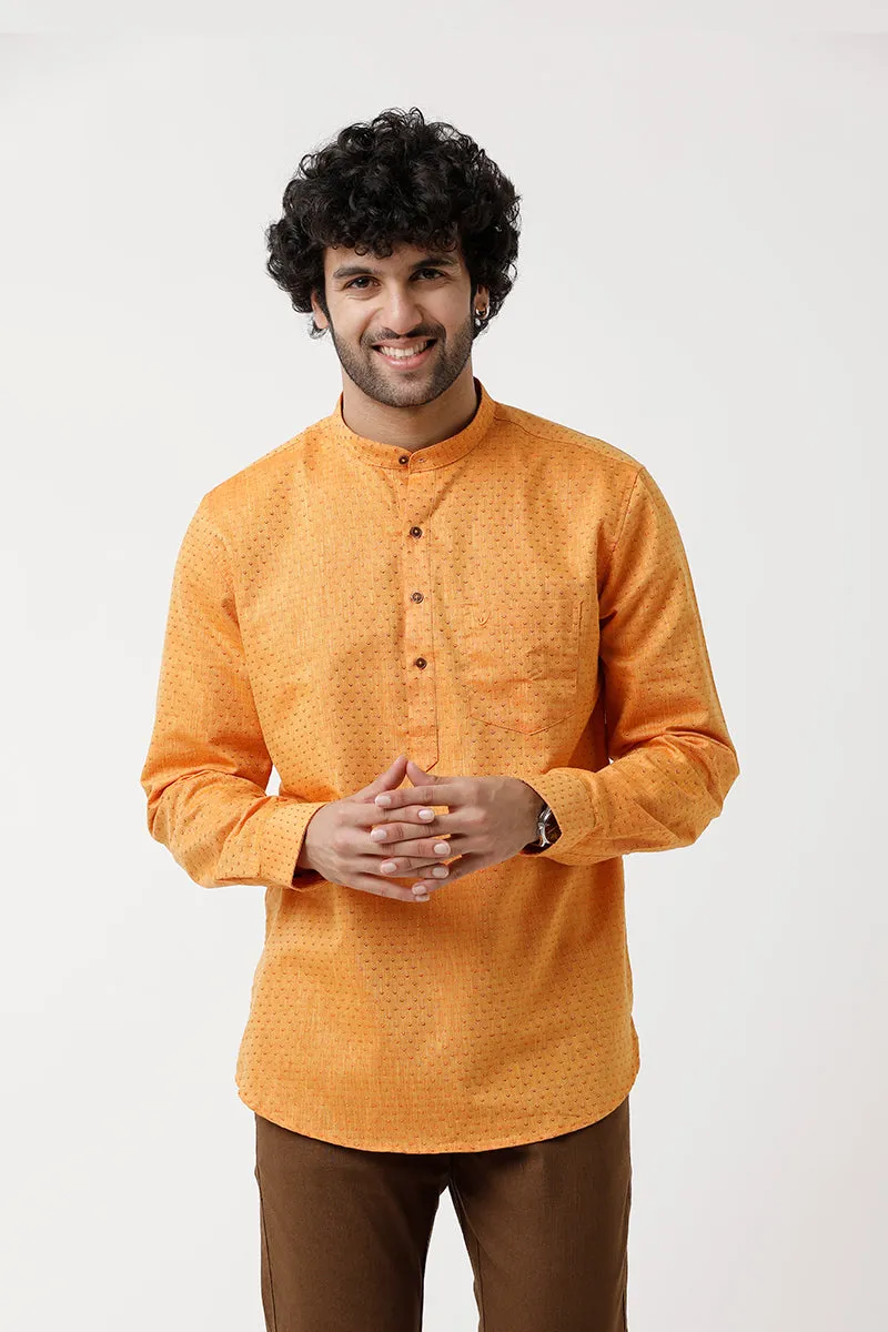 Moksha - Yellow Short Kurta for Men | Uathayam