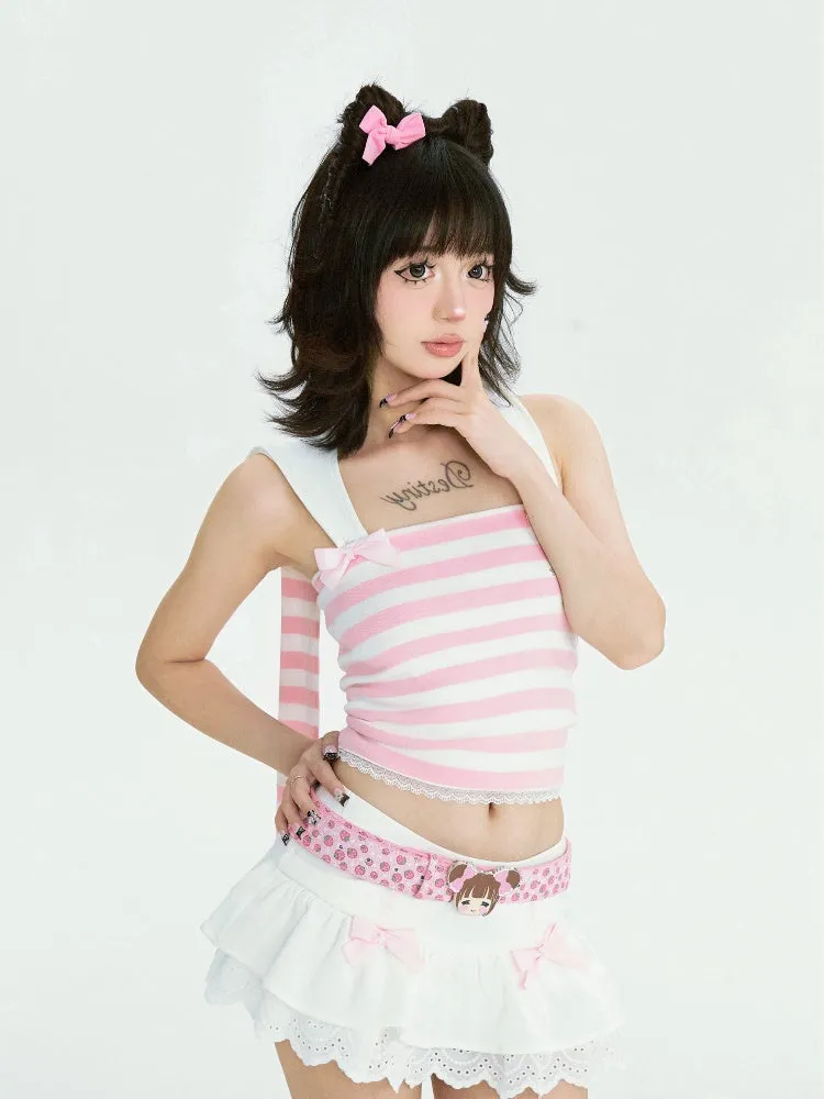 Pink Strawberry Pattern Sequins Waist Belt