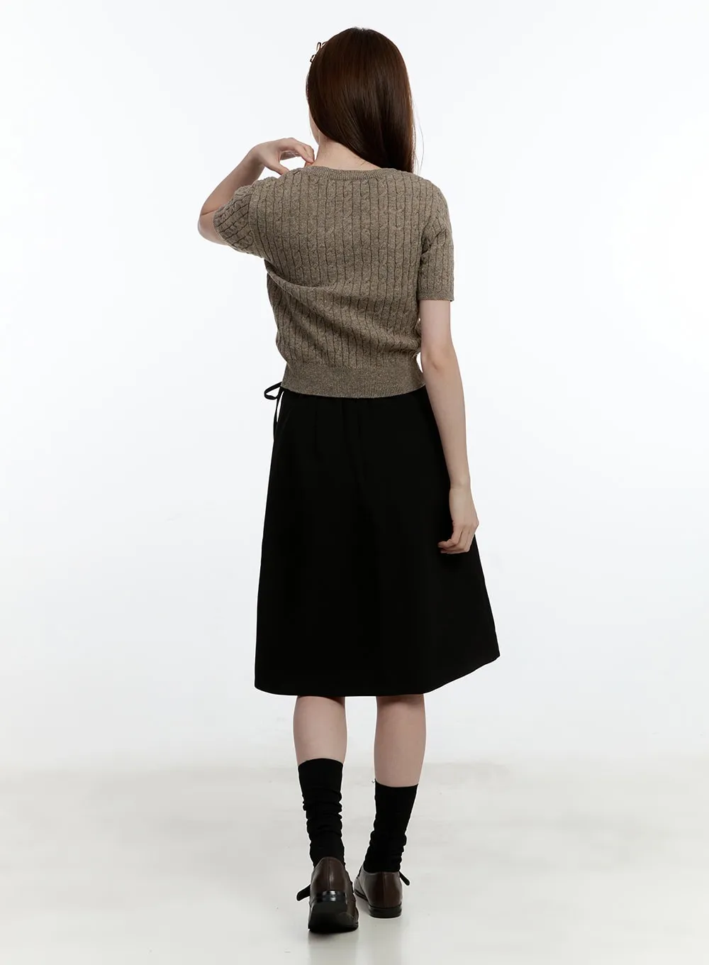 Pleated Wrap Midi Skirt CM521