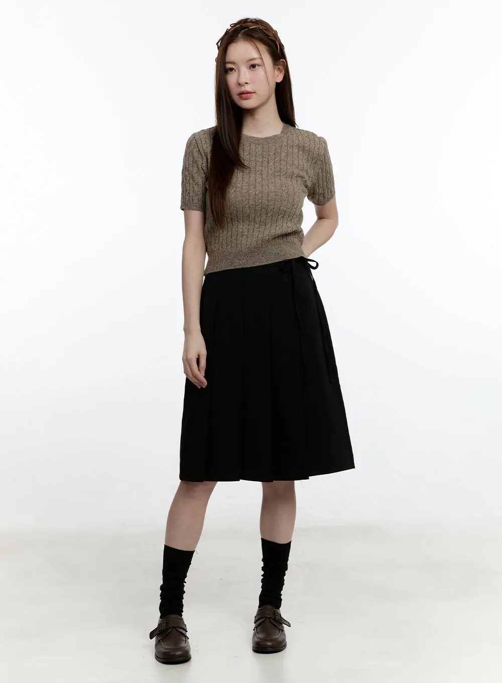 Pleated Wrap Midi Skirt CM521
