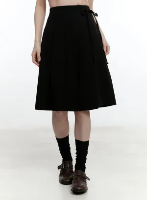 Pleated Wrap Midi Skirt CM521
