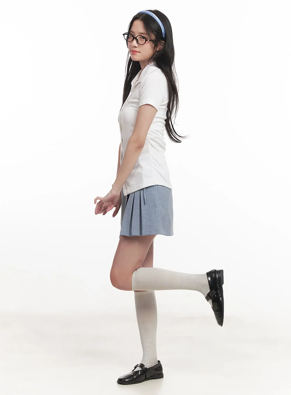Pleated Wrap Mini Skirt CA511