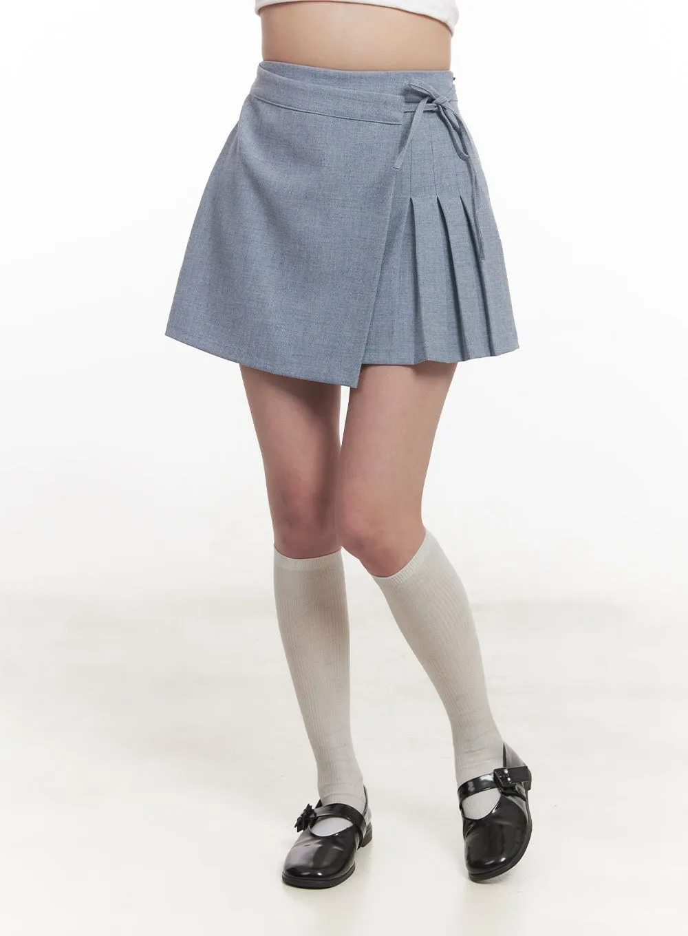 Pleated Wrap Mini Skirt CA511