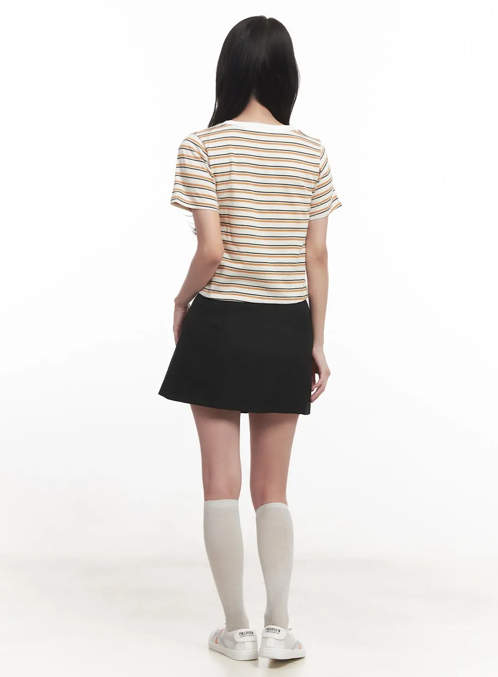 Pleated Wrap Mini Skirt CA511
