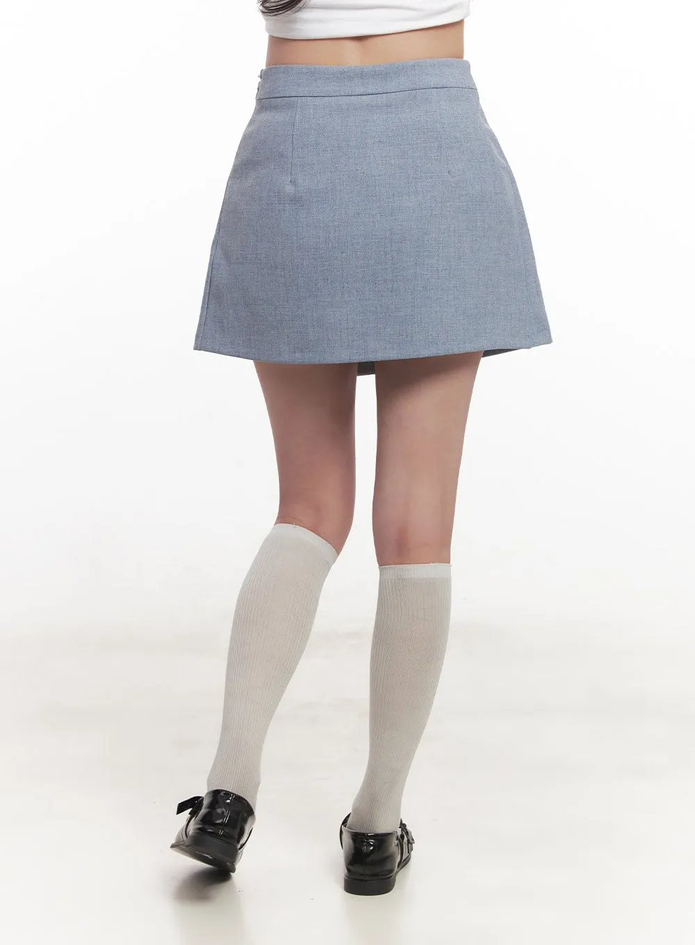 Pleated Wrap Mini Skirt CA511