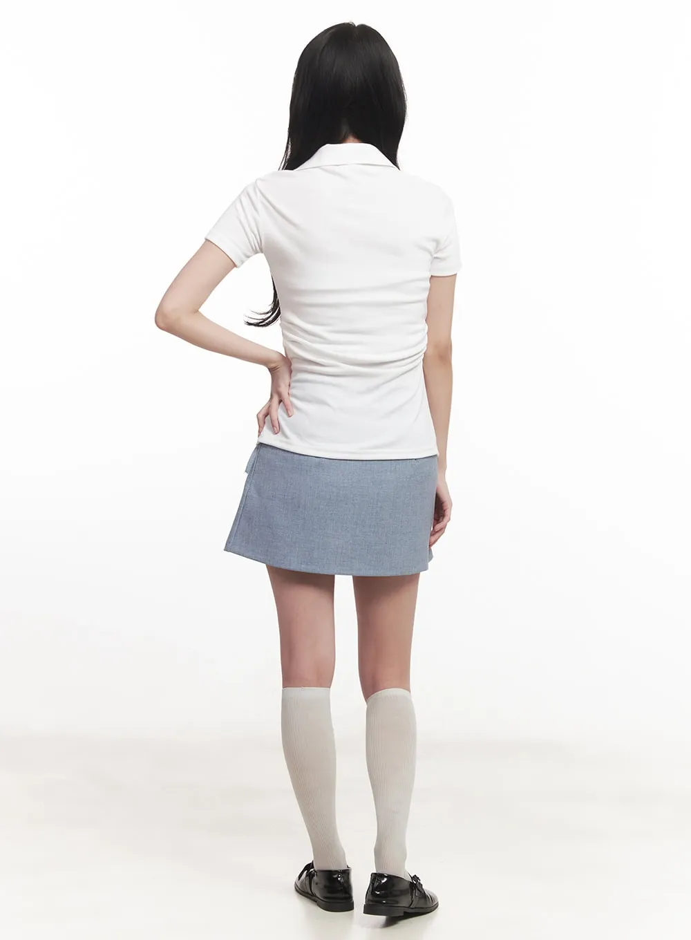 Pleated Wrap Mini Skirt CA511