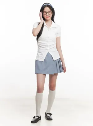 Pleated Wrap Mini Skirt CA511