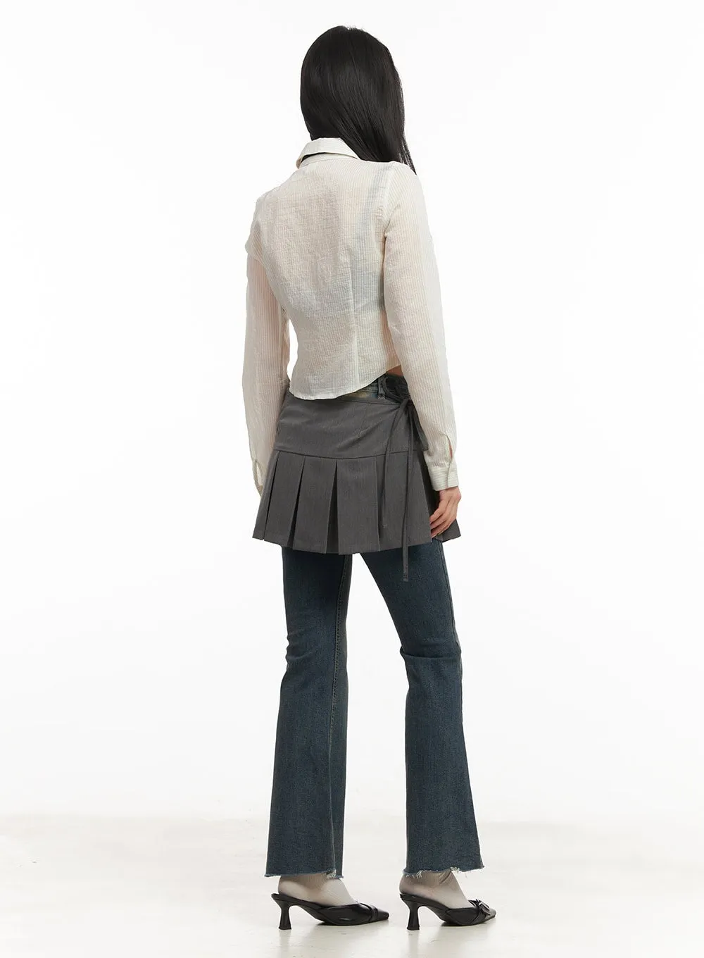 Pleated Wrap Mini Skirt CM504