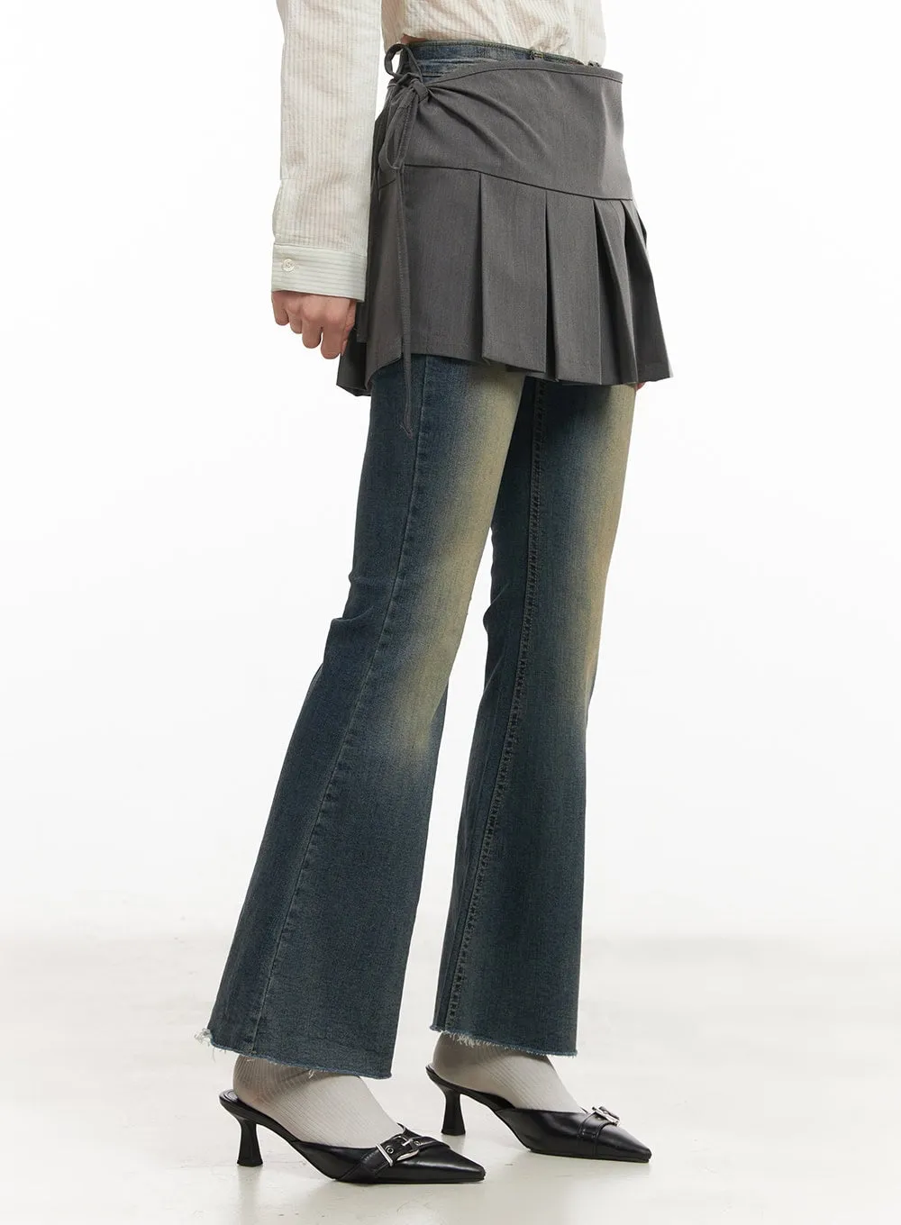 Pleated Wrap Mini Skirt CM504