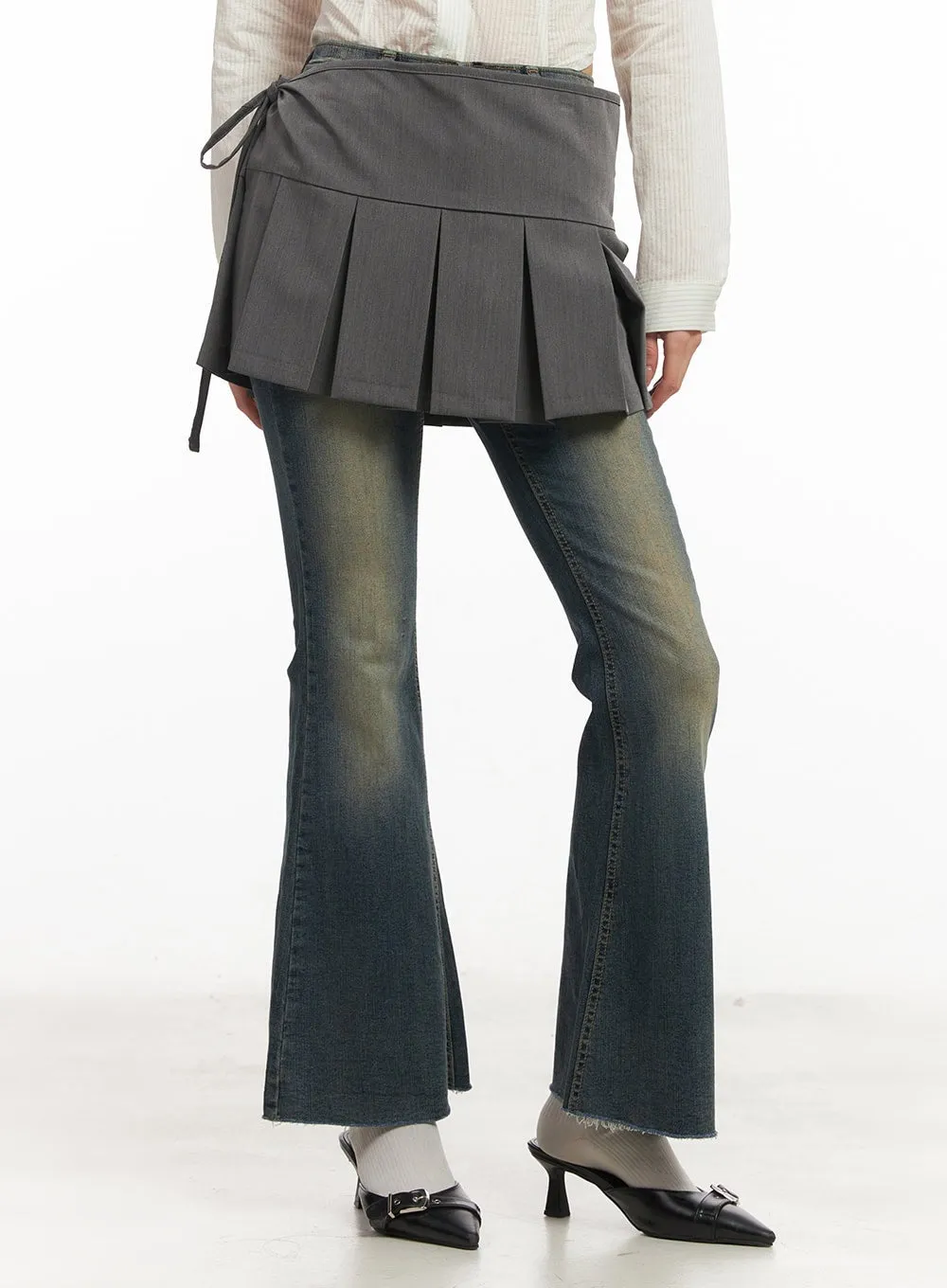 Pleated Wrap Mini Skirt CM504