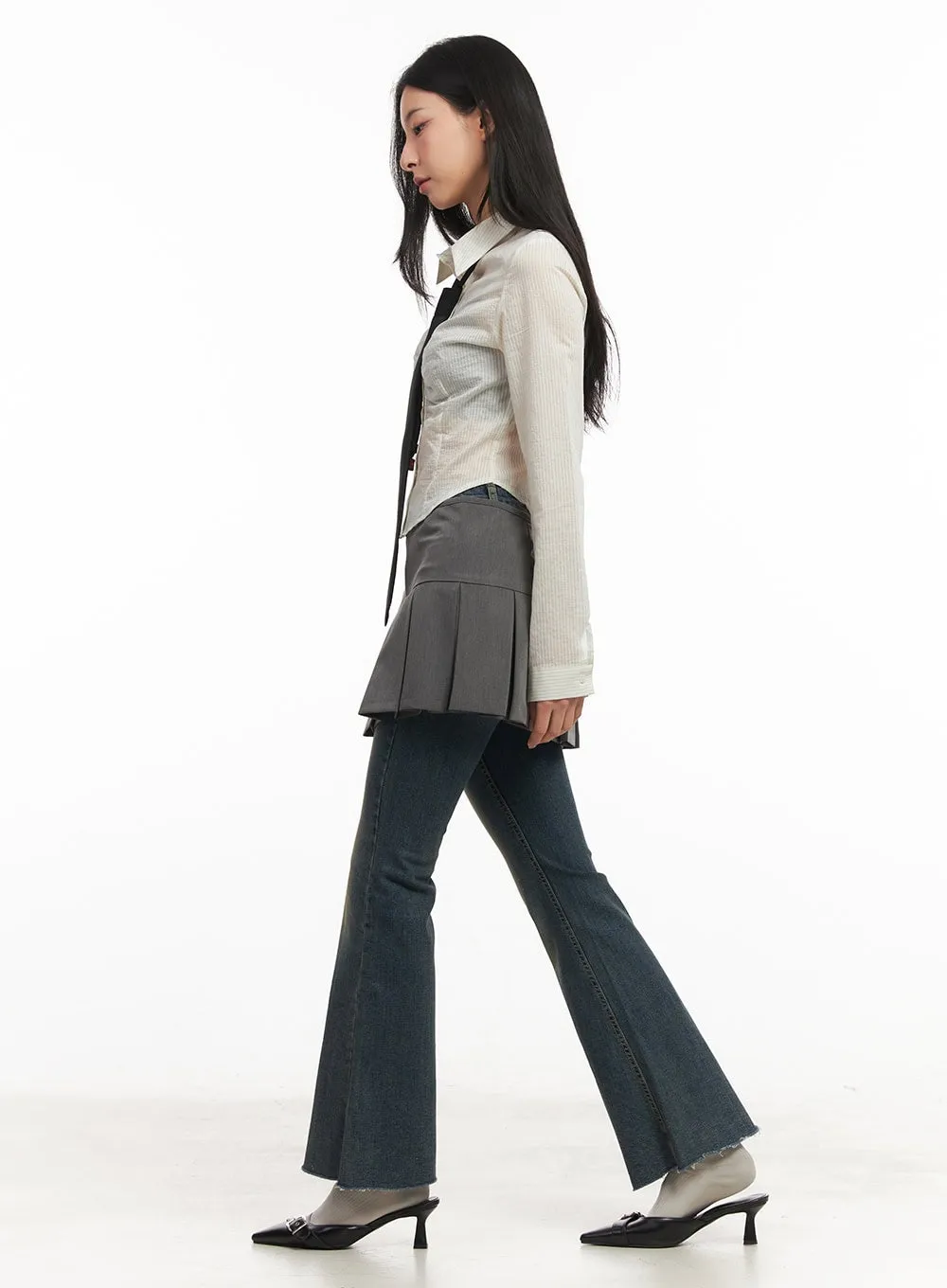 Pleated Wrap Mini Skirt CM504