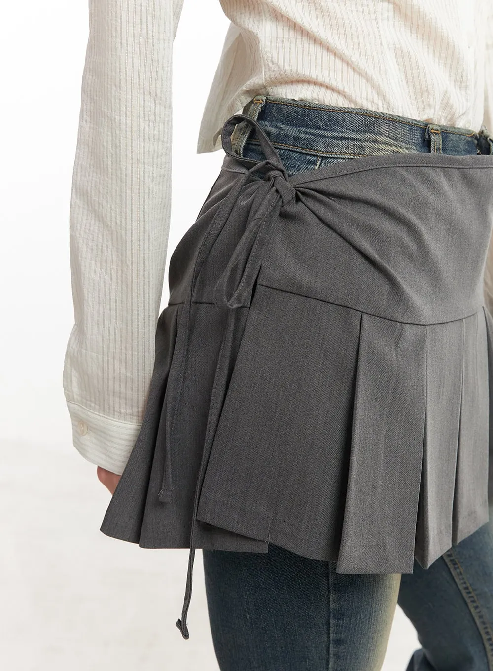 Pleated Wrap Mini Skirt CM504