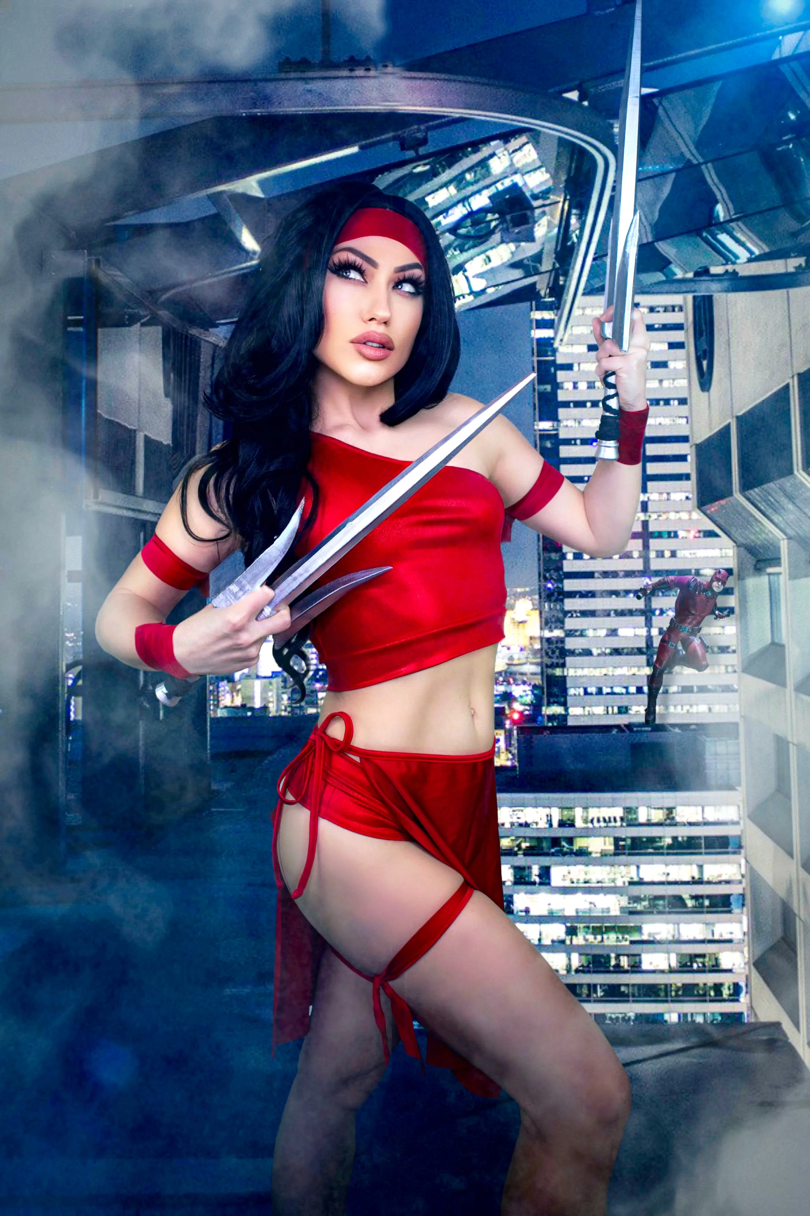Red Assassin Crop Top and Low-rise Bottoms Set