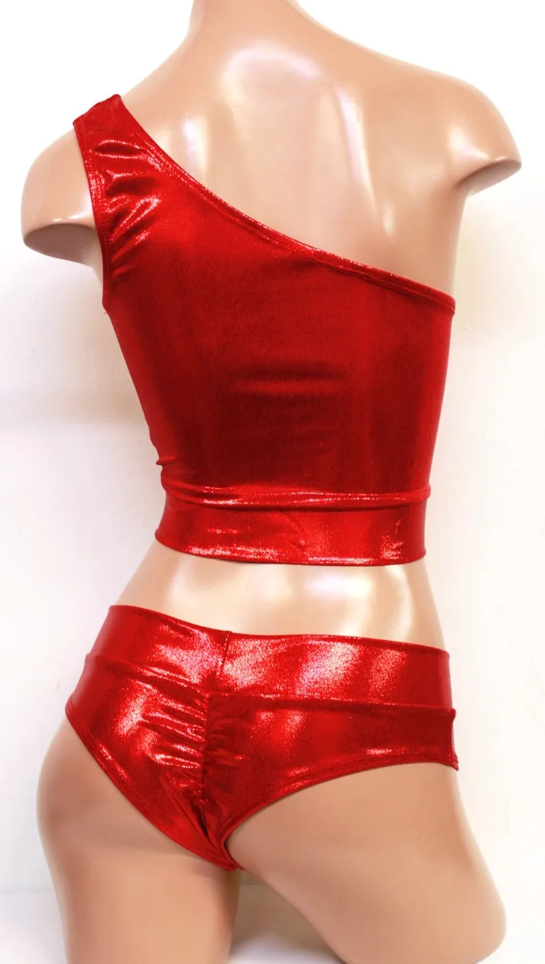Red Assassin Crop Top and Low-rise Bottoms Set