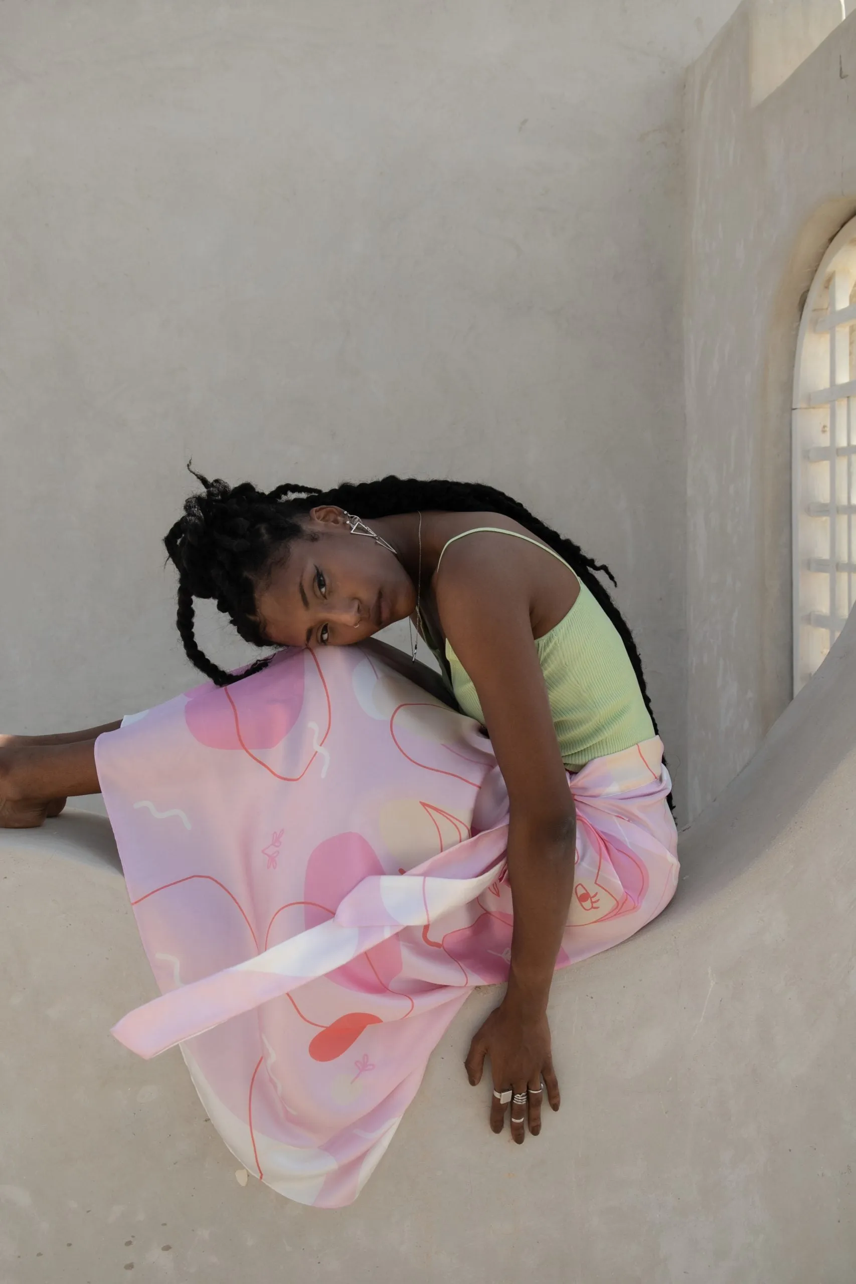 Silk Wrap Skirt - Blush