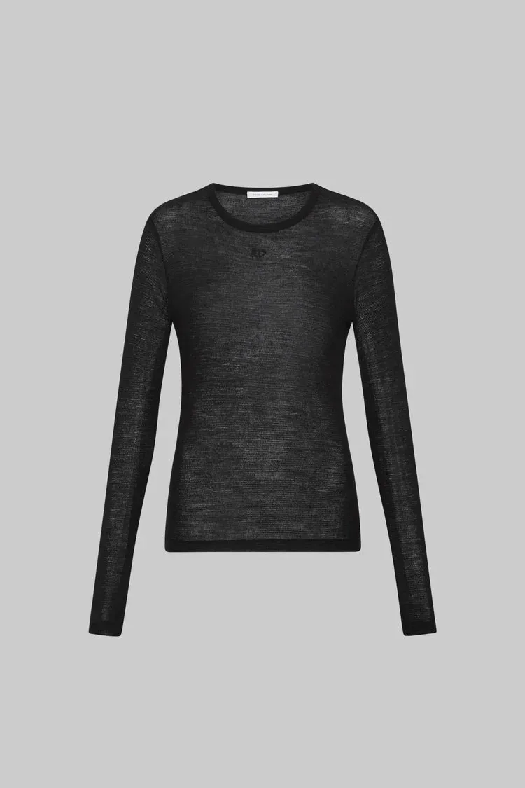 THE FWF SHEER LONGSLEEVE TOP BLACK