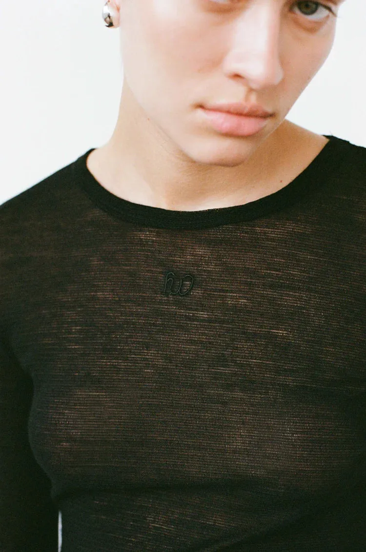THE FWF SHEER LONGSLEEVE TOP BLACK