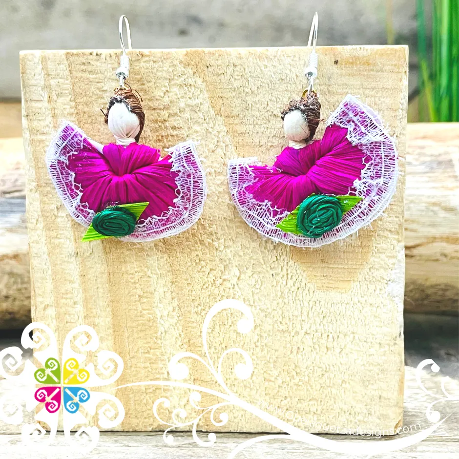 Wide Skirt Doll Earrings - Corn Husk Earrings