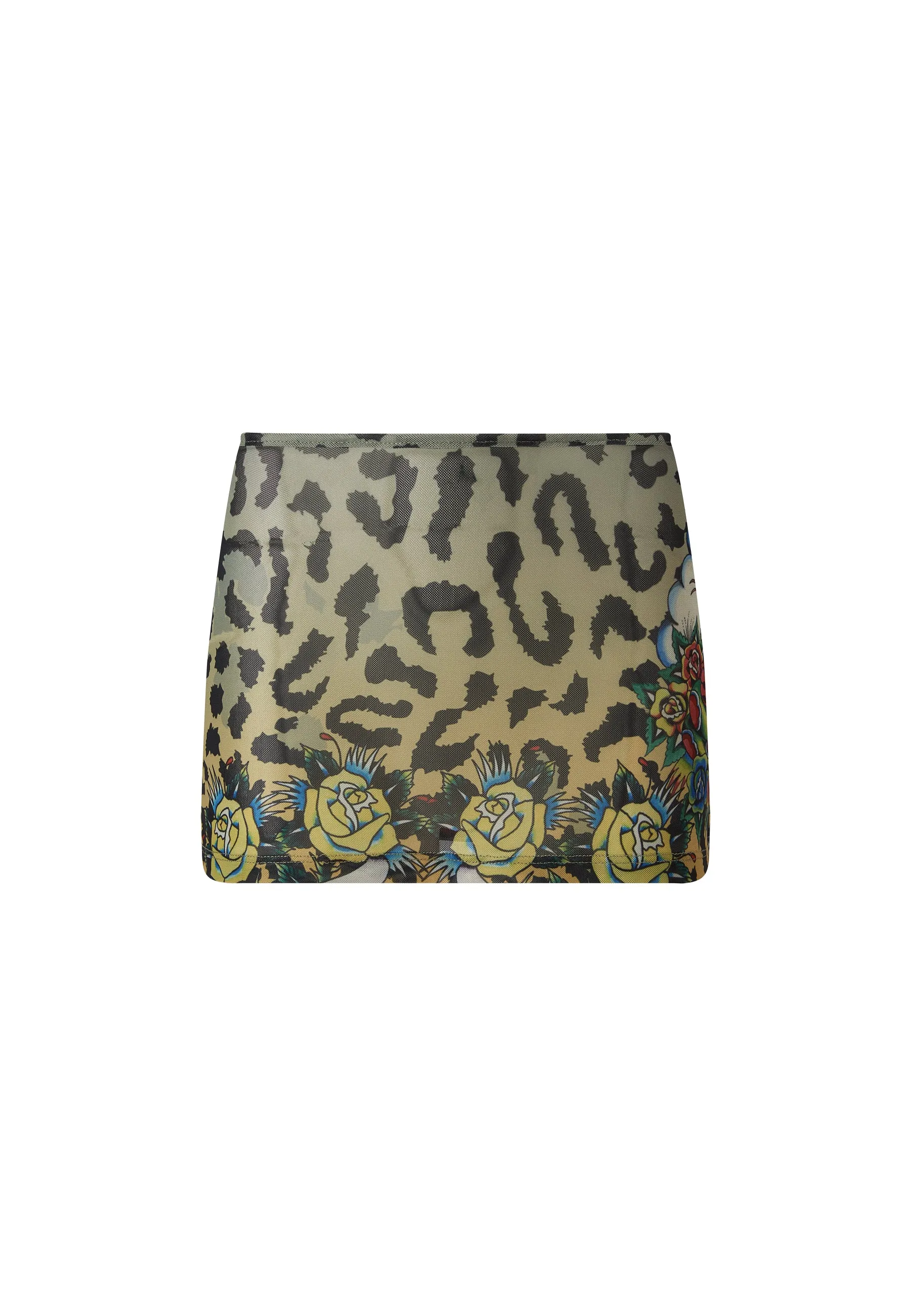 Womens La-Cobra Mesh Mini Skirt - Ombre Leopard Print