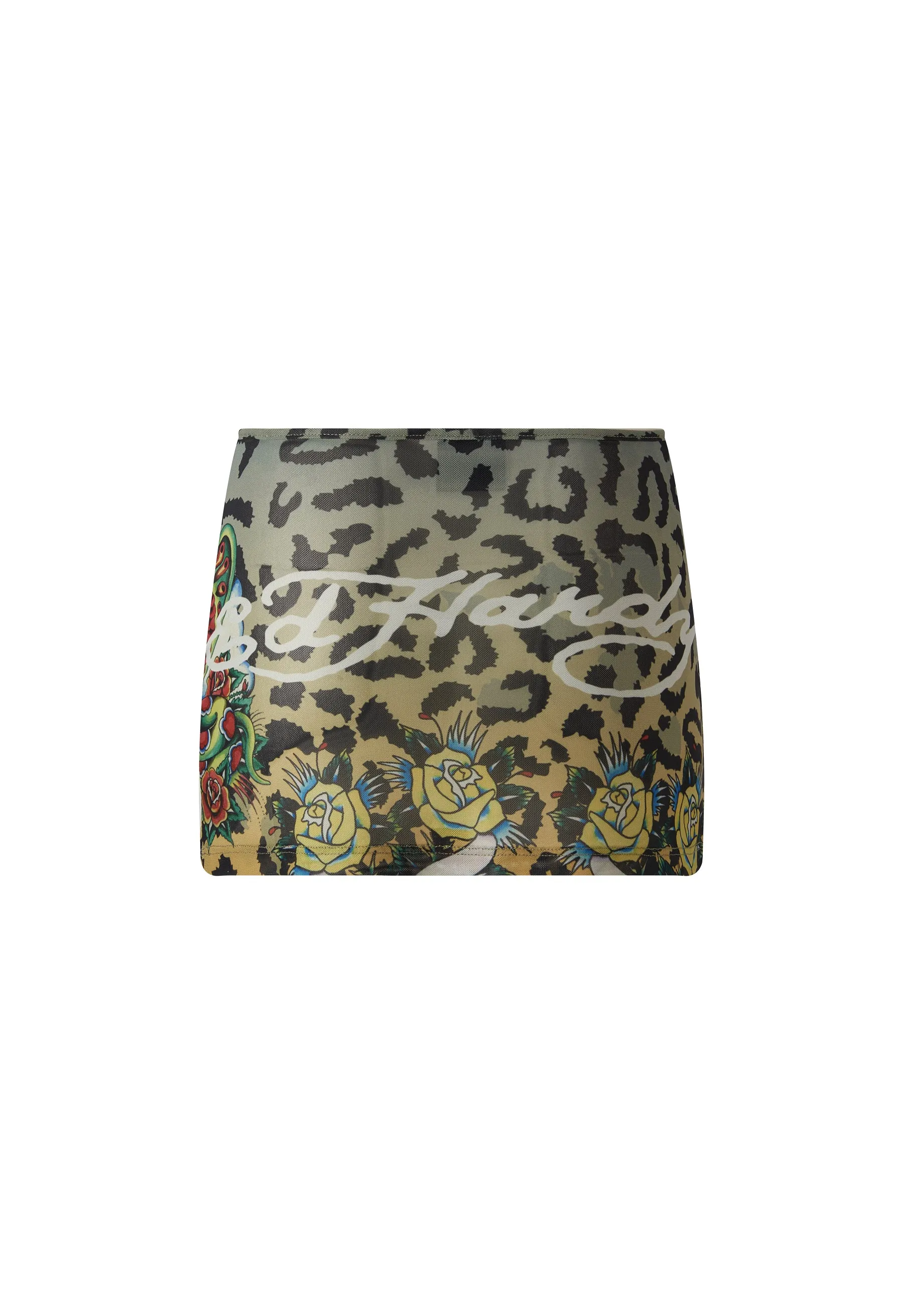 Womens La-Cobra Mesh Mini Skirt - Ombre Leopard Print